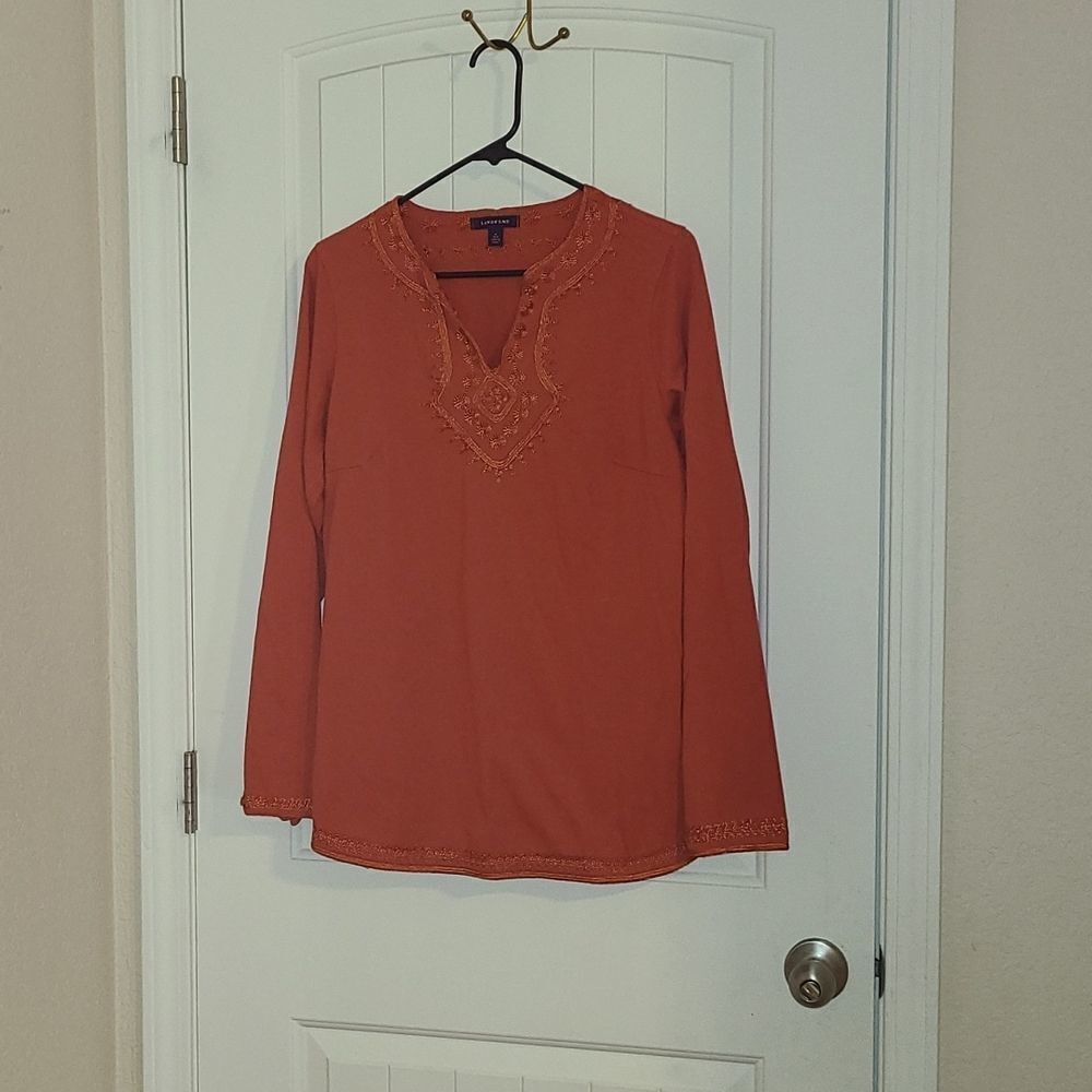 Lands’ End Orange embroidery top